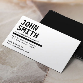 Minimalist Black & White Aerospace Engineer Business Card by cardfactory at Zazzle