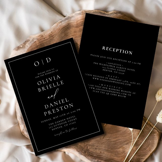 Minimalist Black White All in One Wedding Invitation (Creator Uploaded)