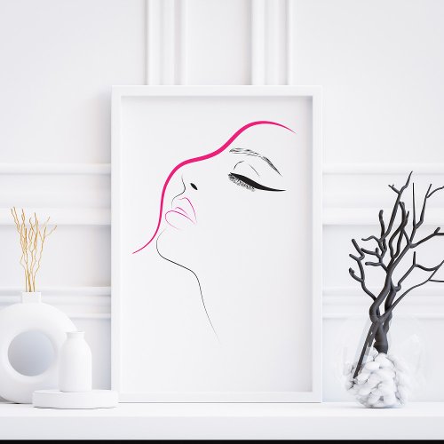 Minimalist black white and pink Woman Eyelashes Poster