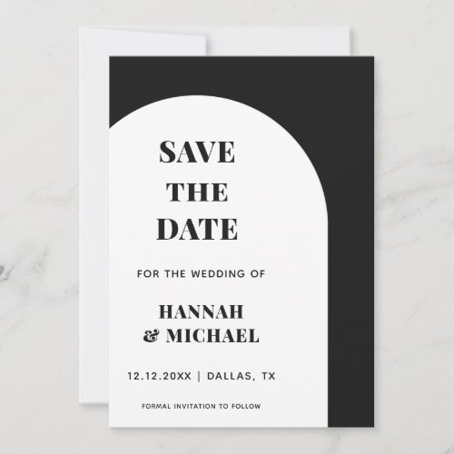 Minimalist Black White Arch Classy Elegant Simple Save The Date