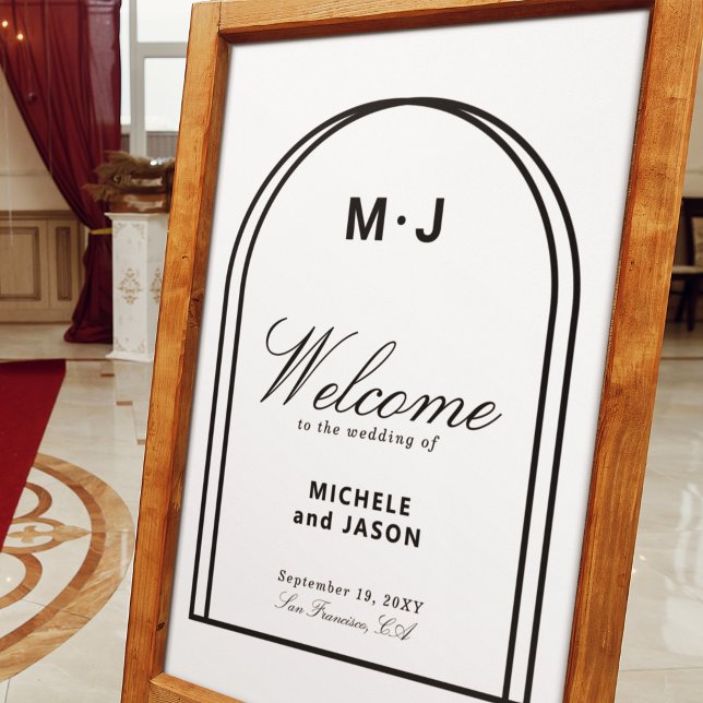 Minimalist Black White Arch Simple Welcome Wedding Poster (Creator Uploaded)