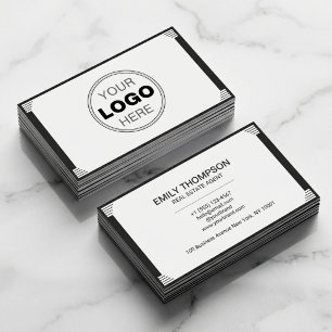 Minimalist Black White Art Deco Logo Business Card