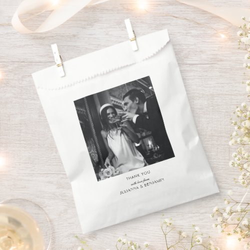 Minimalist Black White Art Deco Wedding Photo Favor Bag