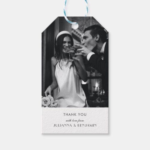 Minimalist Black White Art Deco Wedding Photo Gift Tags