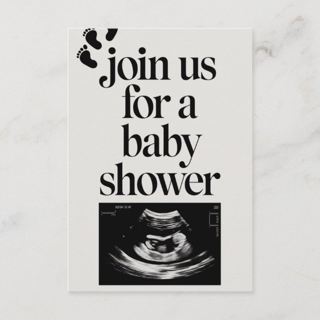 Minimalist Black & White Baby Shower Invitation –  (Front)