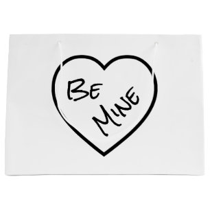 Minimalist Black & White Be Mine Personalized Large Gift Bag