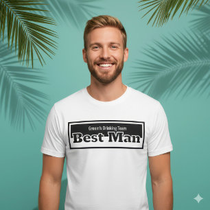 Minimalist Black & White Best Man Drinking Team T-Shirt