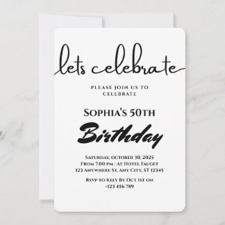 Minimalist Black & White Birthday Invitation