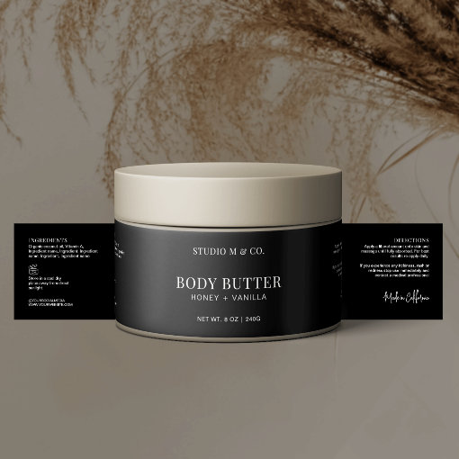 Minimalist Black & White Body Lotion Product Label Zazzle