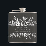 Minimalist Black White Botanical Custom Wedding   Flask<br><div class="desc">Celebrate your special day in style with this Minimalist Black and White Ink Botanical Custom Wedding Flask. Featuring a chic black and white design with delicate hand-drawn botanical details, this flask combines modern simplicity with timeless elegance. Perfect as a unique favor for your bridal party, groomsmen, or wedding guests, it...</div>