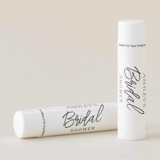 Minimalist Black & White Bridal Shower Lip Balm (Front)