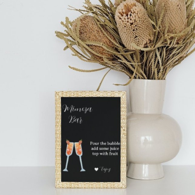 Minimalist black & white bridal shower mimosa bar  poster (Creator Uploaded)