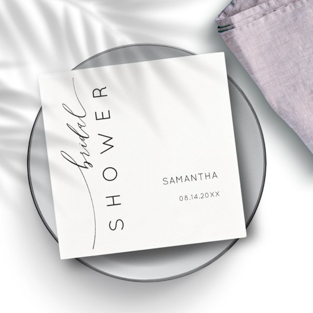 Minimalist Black & White Bridal Shower Napkins (Creator Uploaded)