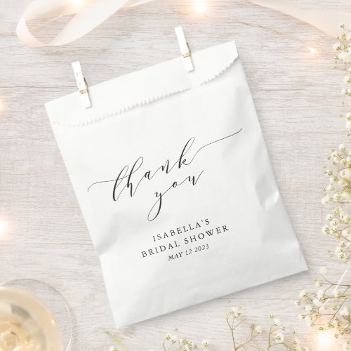 Minimalist Black White Bridal Shower Thank You  Favor Bag