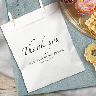 Minimalist Black & White Bridal Shower Thank You  Favor Bag