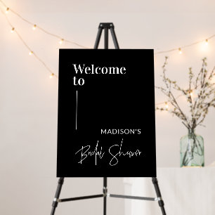 Minimalist Black White Bridal Shower Welcome Sign