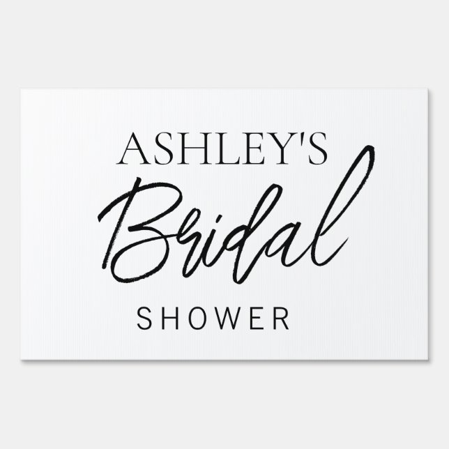 Minimalist Black & White Bridal Shower Yard Sign (Front)