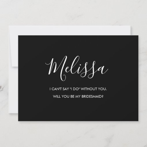 Minimalist Black White Bridesmaid Proposal Card | Zazzle