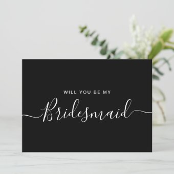 Minimalist Black White Bridesmaid Proposal Card | Zazzle