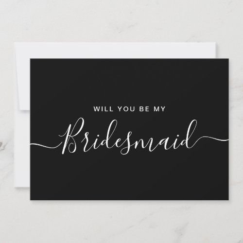 Minimalist Black White Bridesmaid Proposal Card