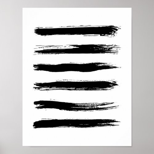 Minimalist Black  White Brush Strokes Poster
