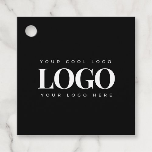 Minimalist Black  White Business Custom Logo Favor Tags