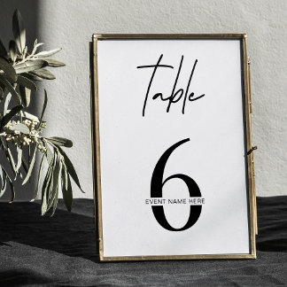 Minimalist Black White Business Event Table Number