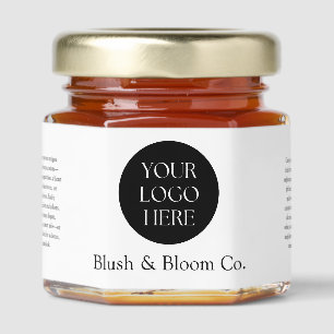 Minimalist Black & White Business Your Logo Honey Jar Favors
