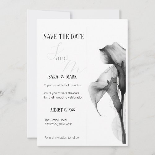 Minimalist Black & White Calla Lily Save the Date
