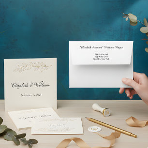 Minimalist Black White Calligraphy Script Wedding  Envelope