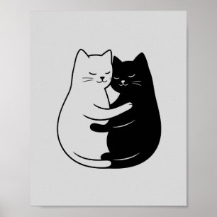 Minimalist Black & White Cat Art for Home Poster