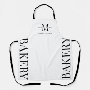 Minimalist Black & White Catering Baker Chef Name Apron