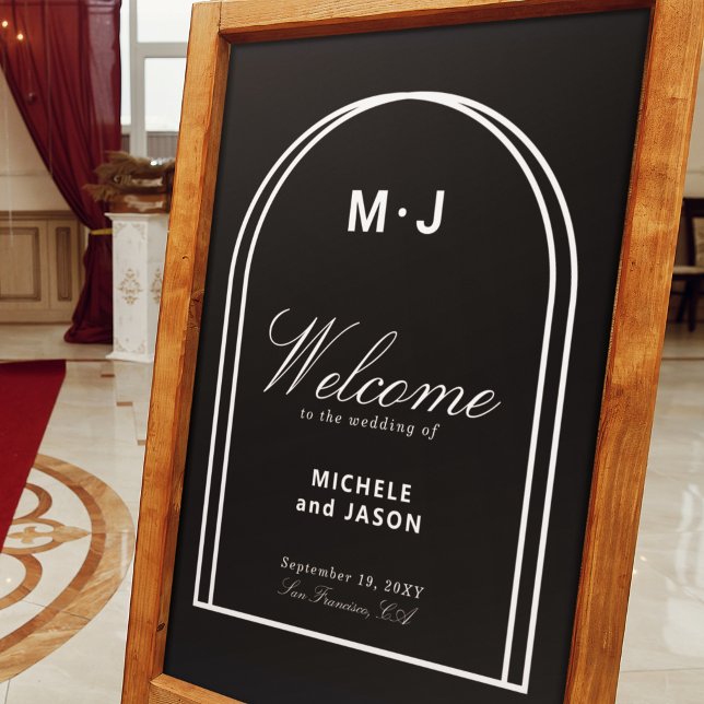 Minimalist Black White Chic Arch Welcome Wedding Poster (Creator Uploaded)