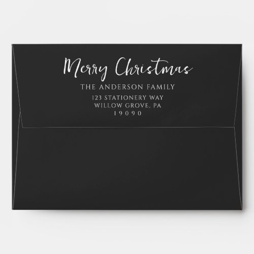 Minimalist Black  White Christmas Calligraphy     Envelope