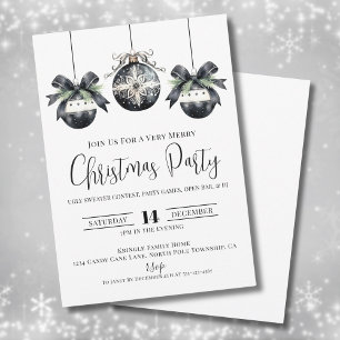 Minimalist Black White Christmas Party Invitation