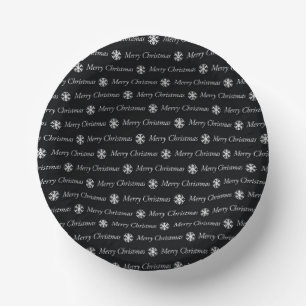 Minimalist Black White Christmas Party Paper Bowls