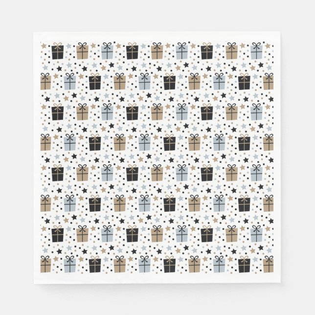 Minimalist Black White Christmas Party Paper Napkins (Front)