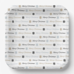 Minimalist Black White Christmas Party Paper Plates