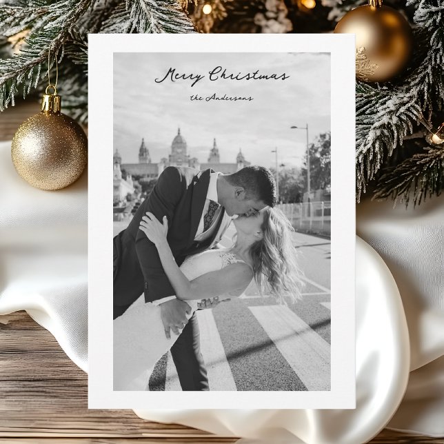 Minimalist Black & White Christmas Photo Holiday Card (Creator Uploaded)