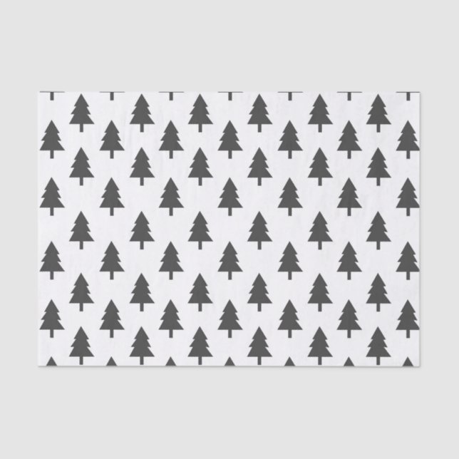 Minimalist Black White Christmas Tree Pattern  Tissue Paper (Front)