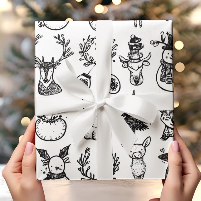 Minimalist Black & White Christmas  Wrapping Paper (Creator Uploaded)