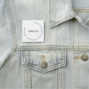 Minimalist Black White Circle Monogram Chic Logo Name Tag