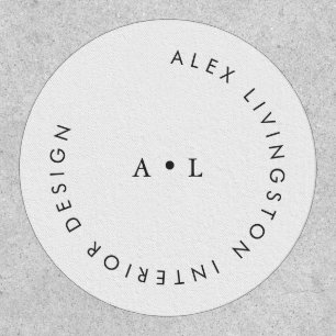 Minimalist Black White Circle Monogram Chic Logo Patch