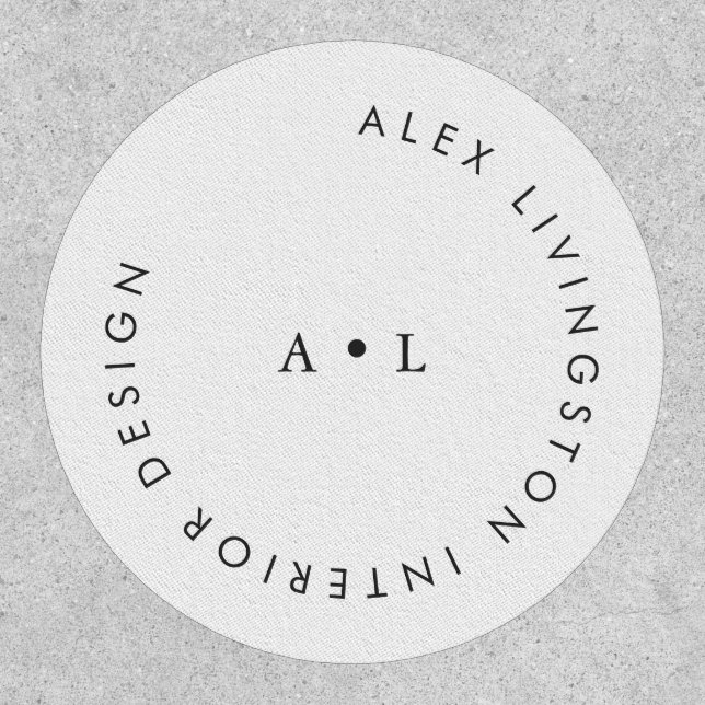 Minimalist Black White Circle Monogram Chic Logo Patch (Front)