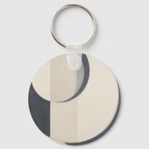 Minimalist Black White Circles Art Keychain