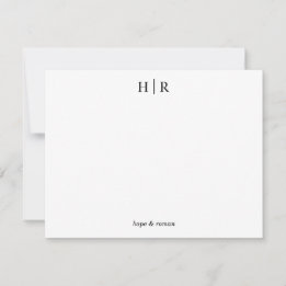 Minimalist Black White Classic Monogram Note Card