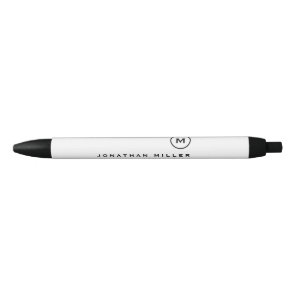Minimalist Black White Classic Monogrammed Pen