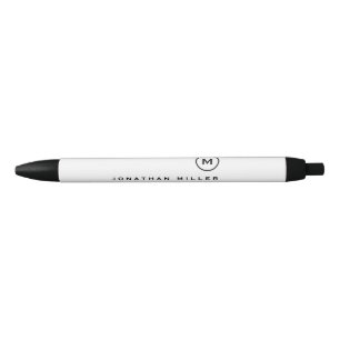 Minimalist Black White Classic Monogrammed Pen