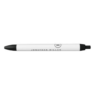 Minimalist Black White Classic Monogrammed Pen