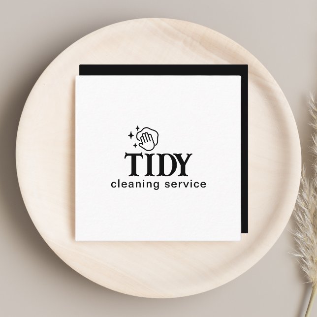 Minimalist Black & White Cleaning Service Custom Square Business Card (Creator Uploaded)